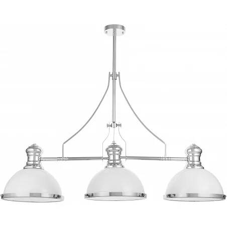 Lampe suspension en verre et métal blanc et chromé L115