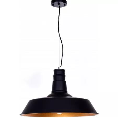 Lampe suspension en métal noir et doré Ø45