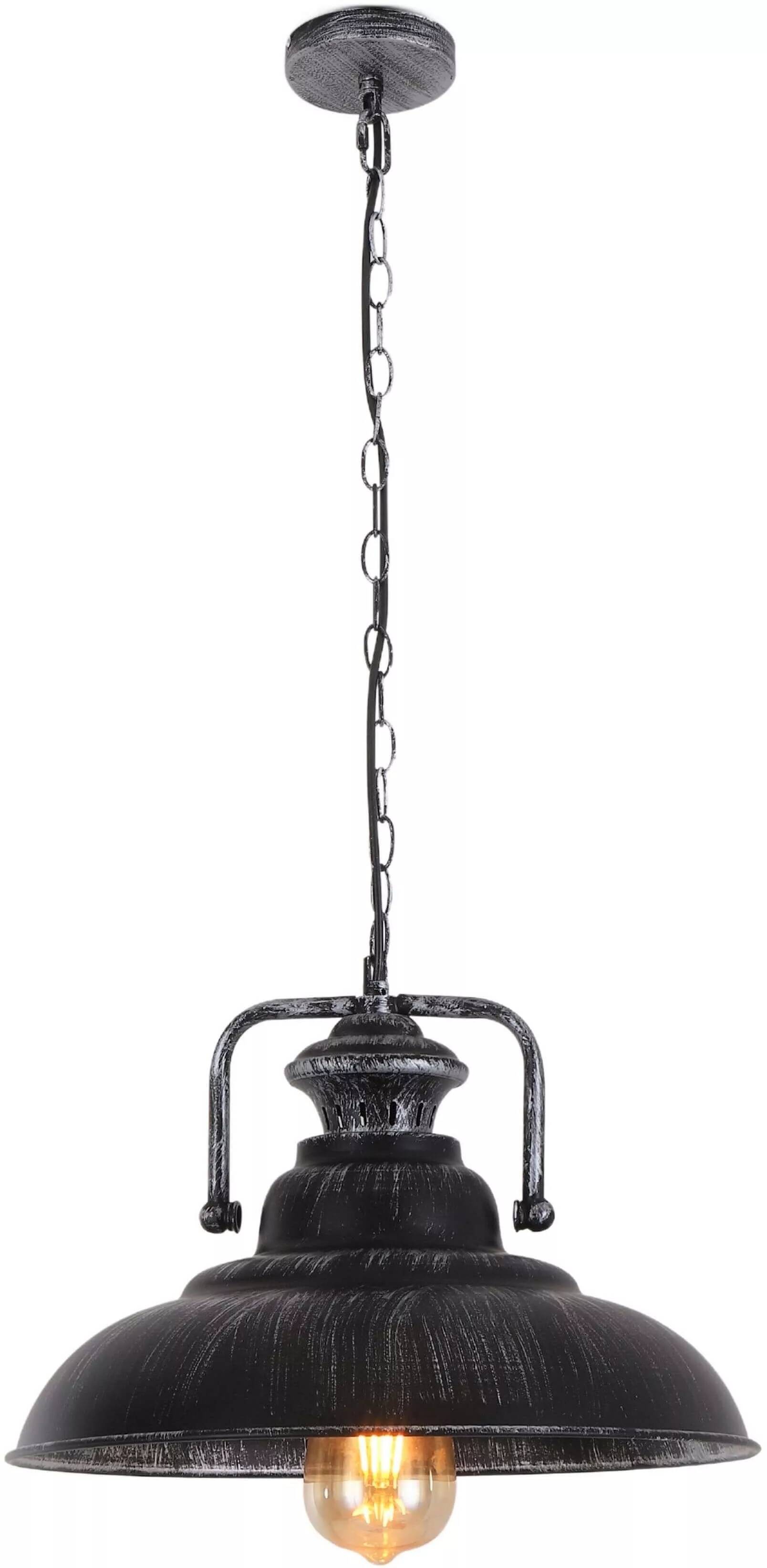 Lampe suspension en métal noir et argenté Ø30