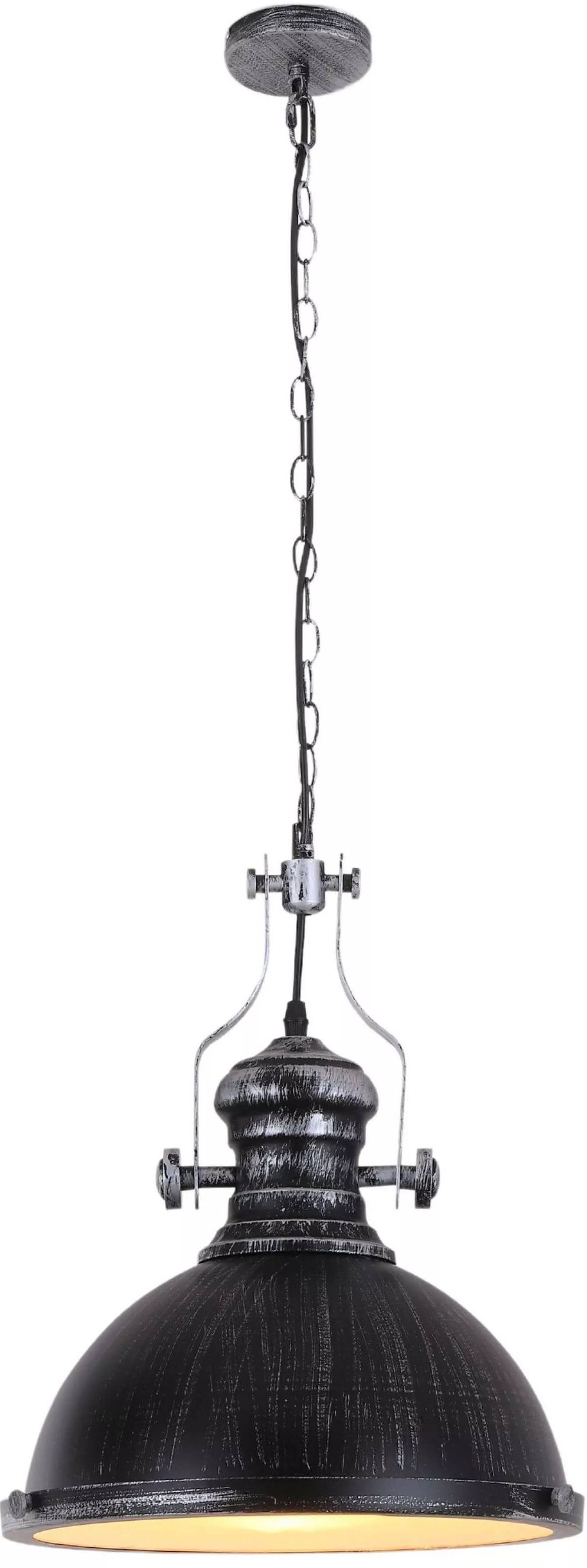 Lampe suspension en métal noir et argenté antique Ø33