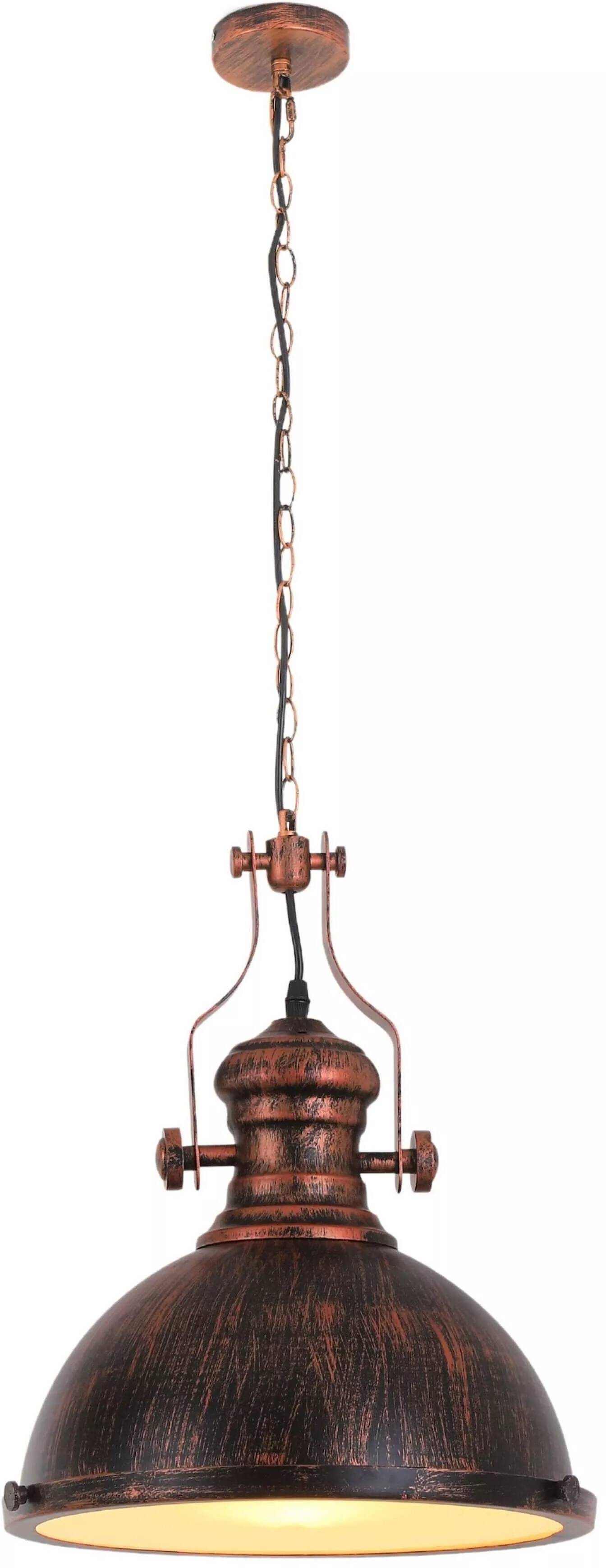 Lampe suspension en métal noir et laiton antique Ø33