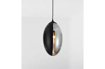Lampe suspension en verre gris fumé et métal noir Ø18