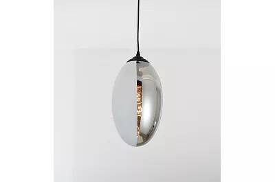 Lampe suspension en verre gris fumé et métal blanc Ø18