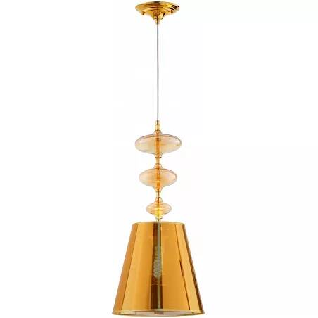 Lampe suspension en verre et métal doré Ø30