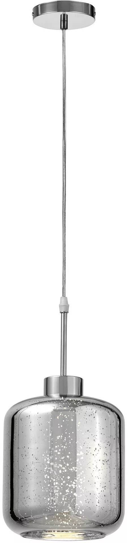 Lampe suspension en verre et métal chromé Ø18