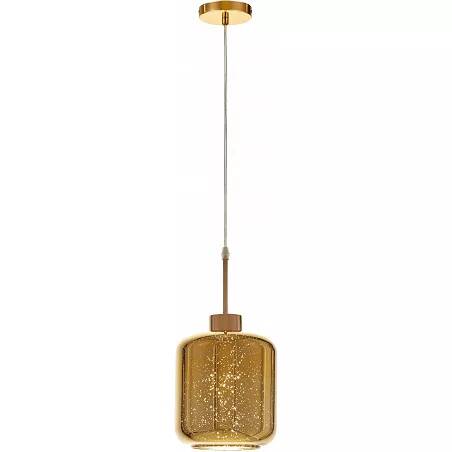 Lampe suspension en verre et métal doré Ø18