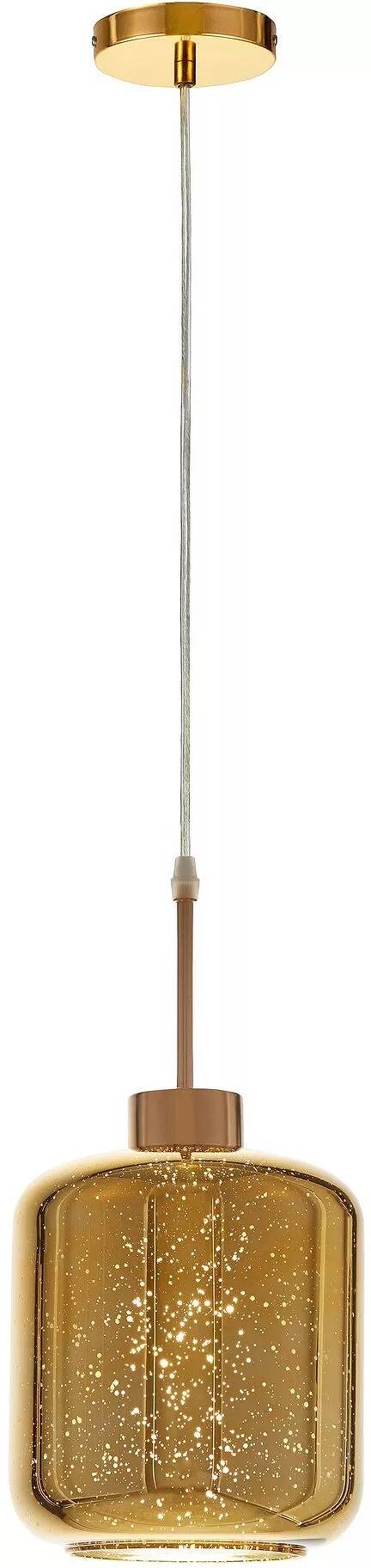 Lampe suspension en verre et métal doré Ø18