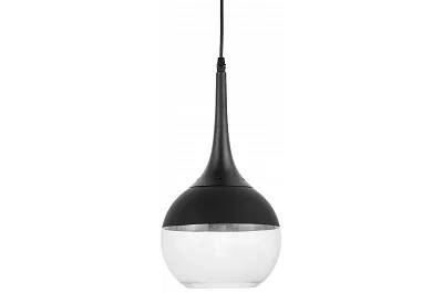 Lampe suspension en verre et métal noir Ø18