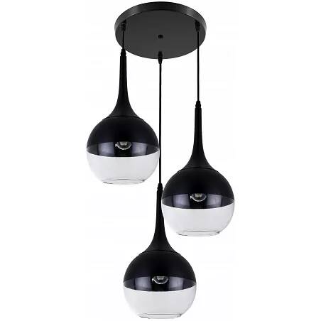 Lampe suspension en verre et métal noir Ø45
