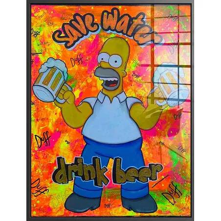 Tableau acrylique Homer Simpson noir