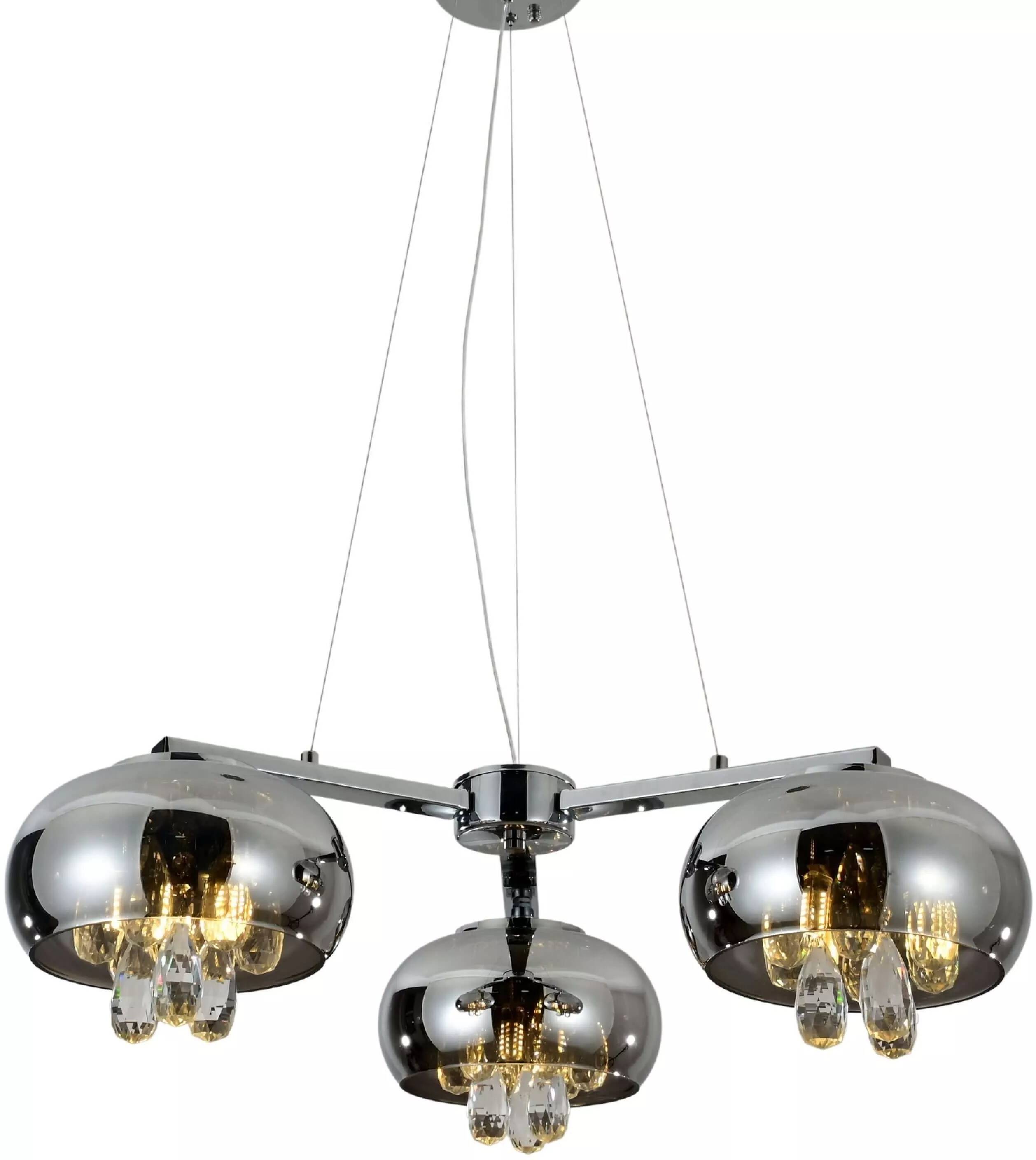 Lampe suspension LED en cristal et métal chromé Ø70