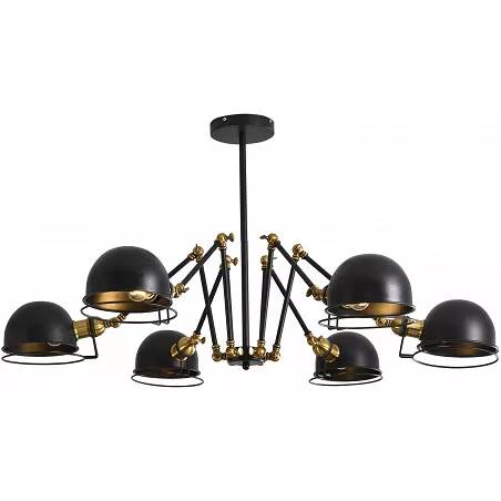 Lampe suspension en métal noir et doré Ø160
