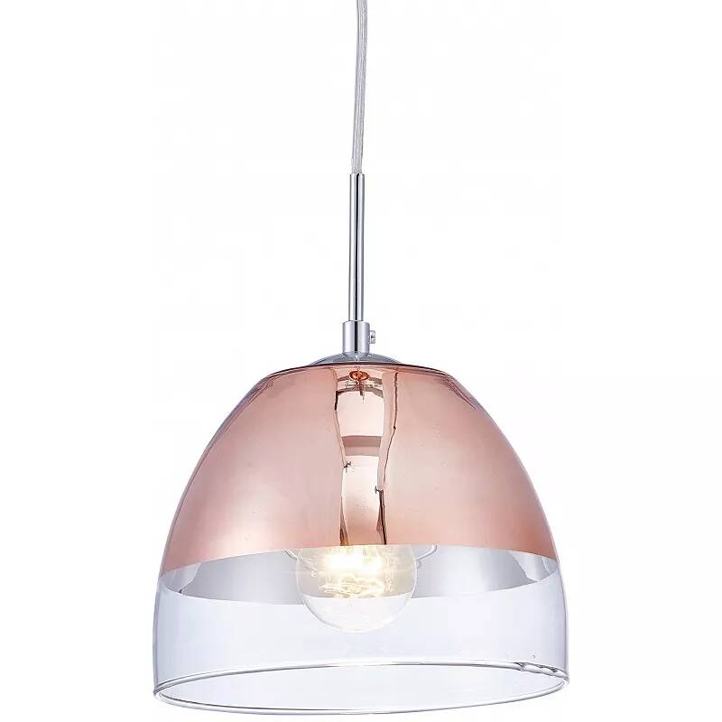 Lampe suspension en verre et métal or rose Ø20