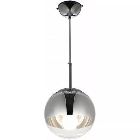 Lampe suspension en verre et métal chromé Ø20