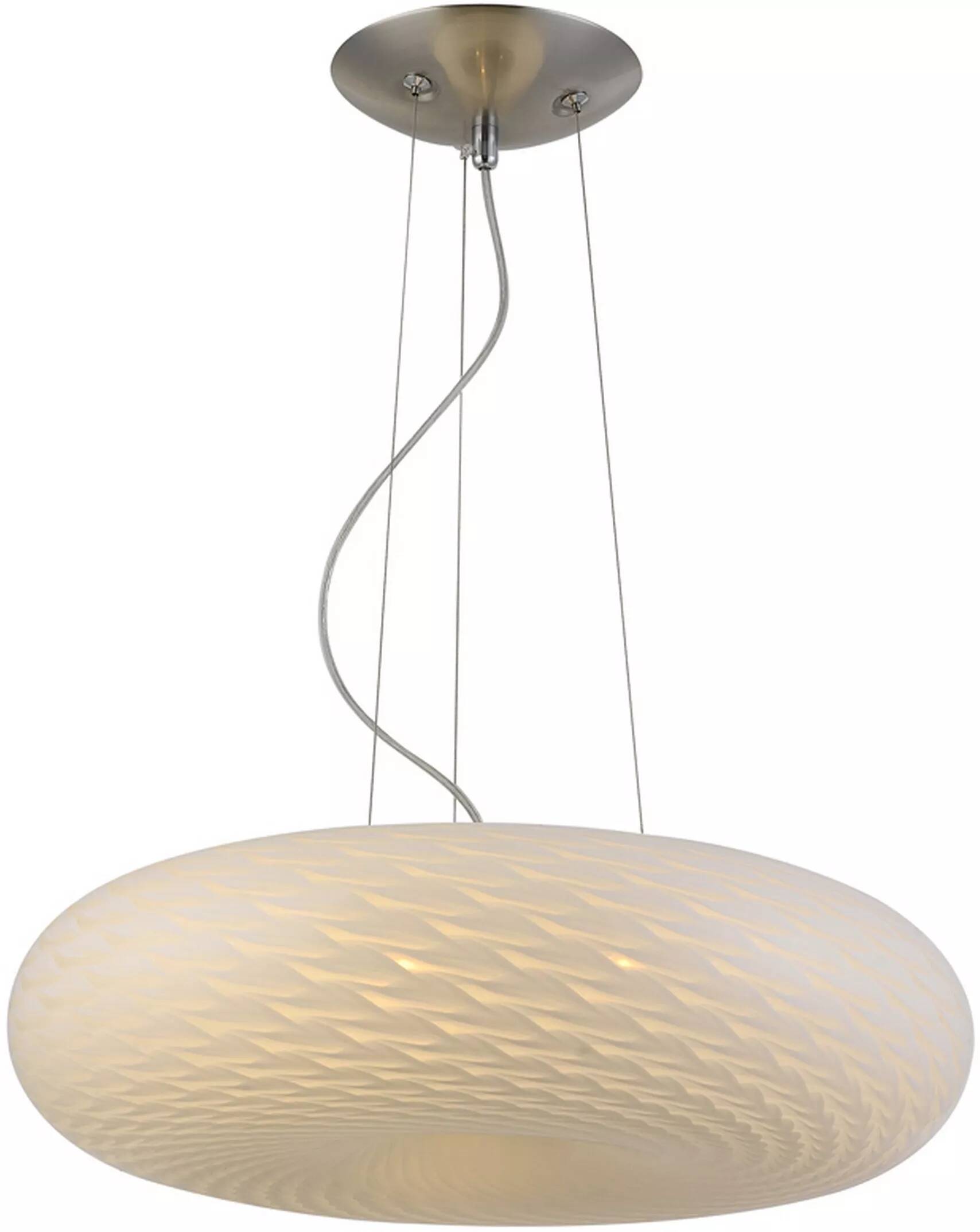 Lampe suspension en verre blanc et métal chromé Ø48