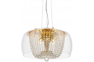 Lampe suspension en cristal et métal doré Ø50