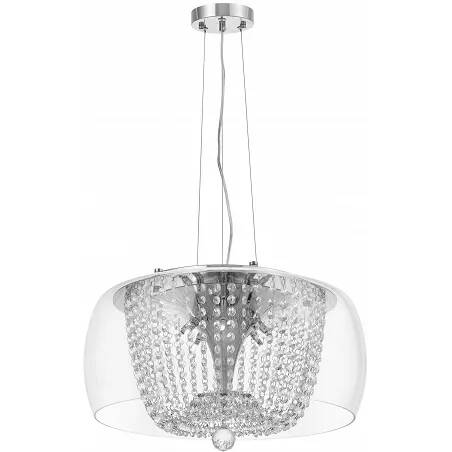 Lampe suspension en cristal et métal chromé Ø50