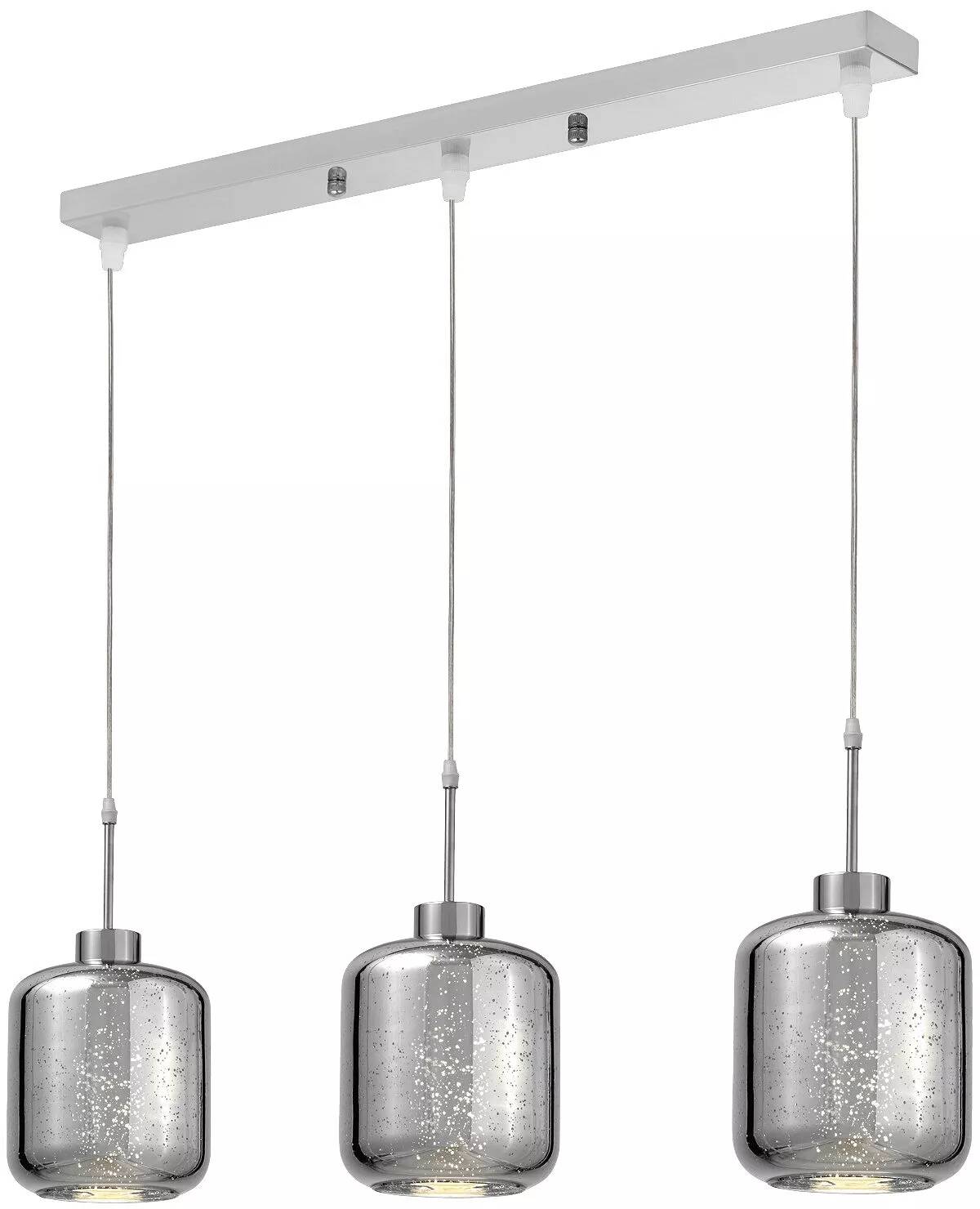 Lampe suspension en verre et métal chromé L65