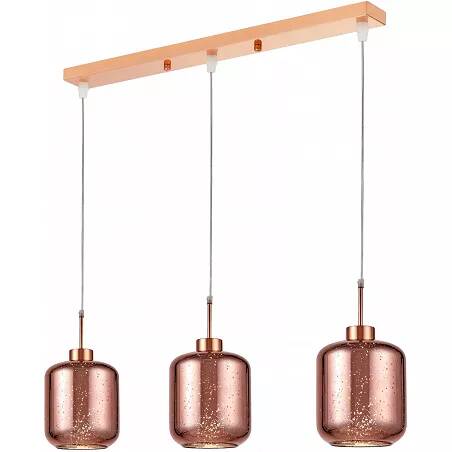 Lampe suspension en verre et métal or rose L65