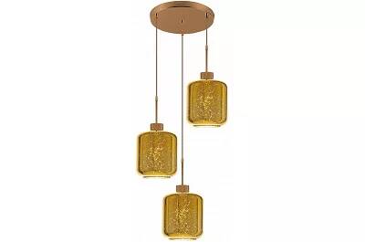 Lampe suspension en verre et métal doré Ø60