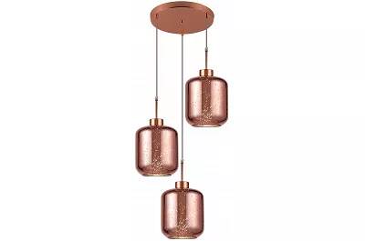 Lampe suspension en verre et métal or rose Ø60