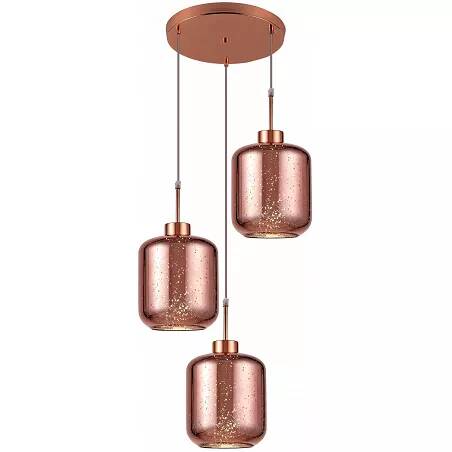 Lampe suspension en verre et métal or rose Ø60