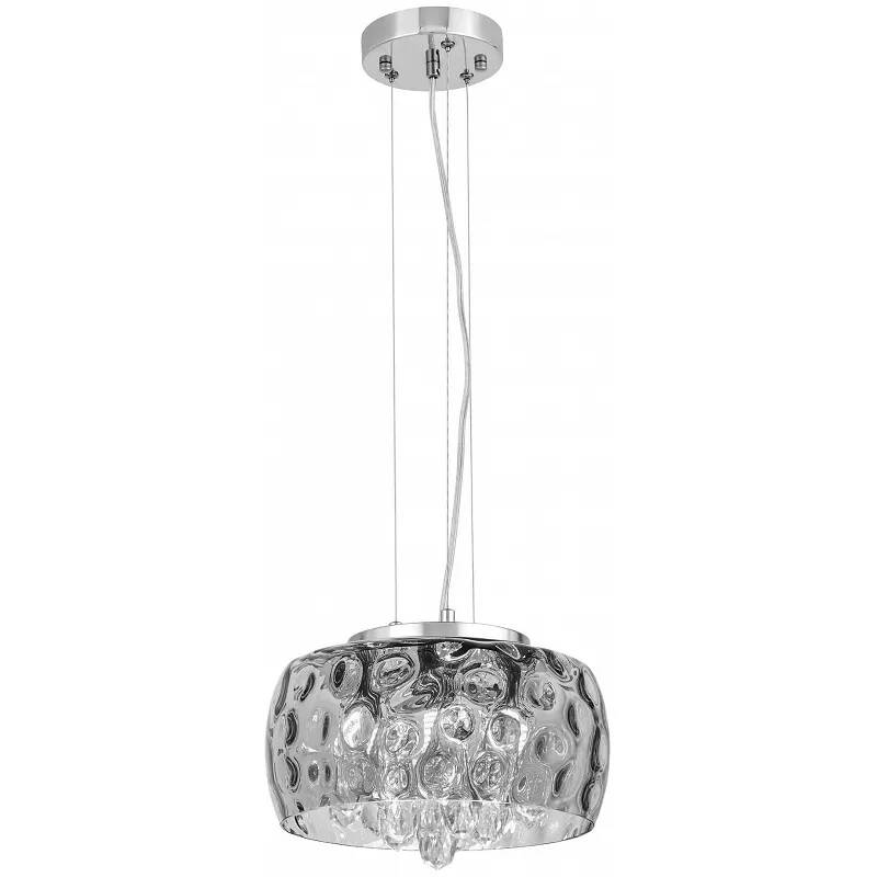 Lampe suspension LED en cristal et métal chromé Ø30