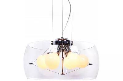 Lampe suspension en verre et métal chromé Ø50