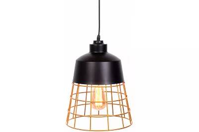Lampe suspension en métal noir et doré Ø26