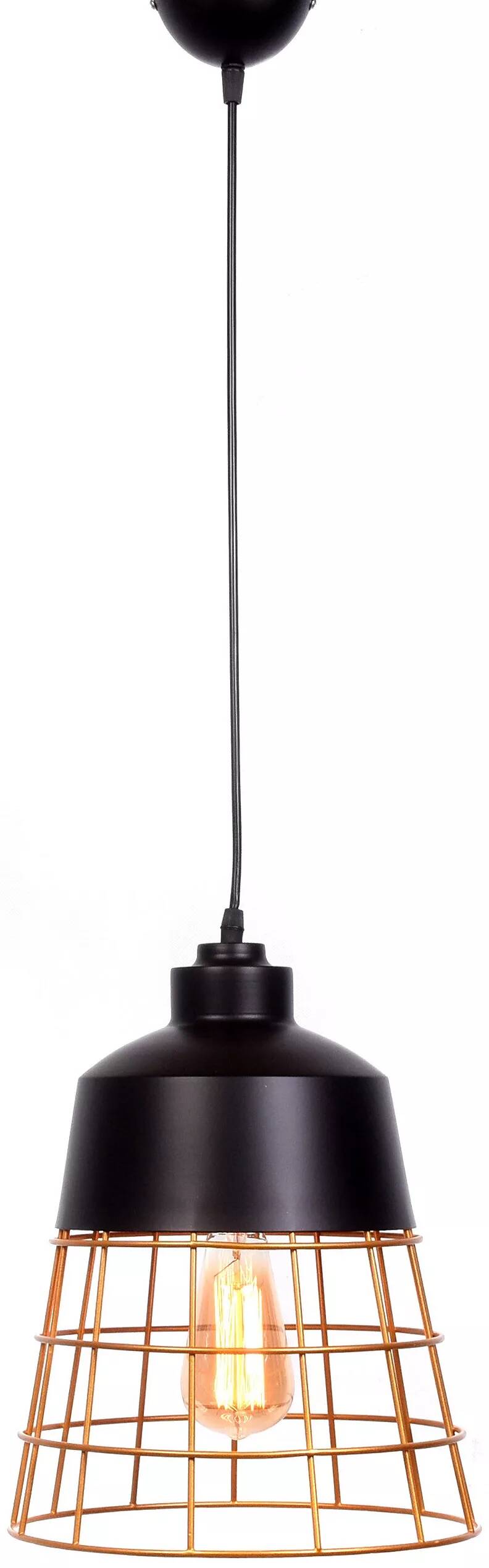 Lampe suspension en métal noir et doré Ø26