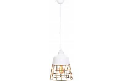 Lampe suspension en métal blanc et doré Ø26