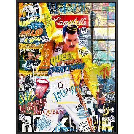 Tableau acrylique Freddie Mercury noir