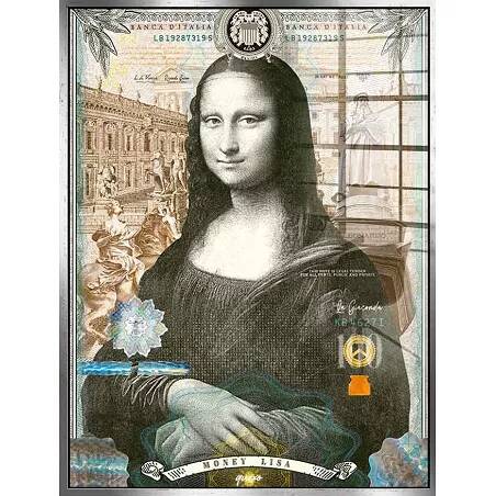Tableau acrylique Money Lisa argent antique