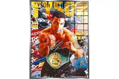 Tableau acrylique Mike Tyson Fighter argent antique