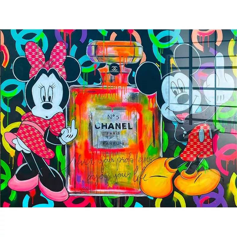 Tableau acrylique Mickey et Minnie Chanel