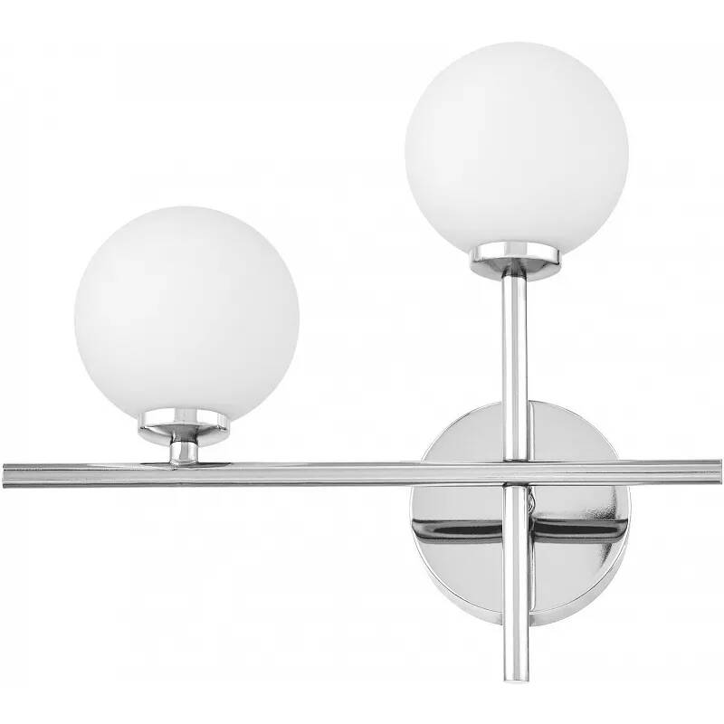 Applique design à LED en verre blanc et métal chromé H29