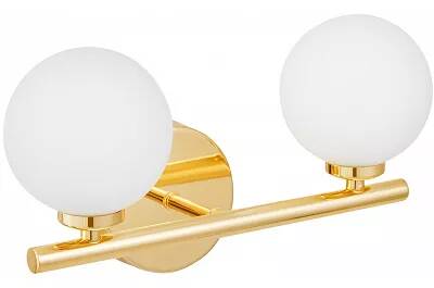 Applique design à LED en verre blanc et métal doré H15