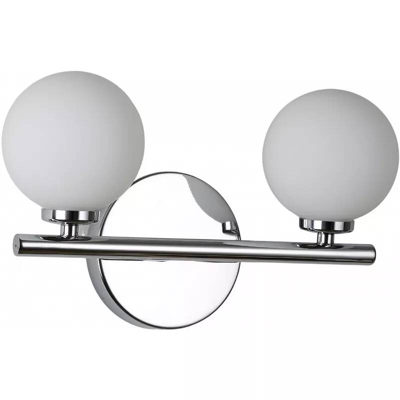 Applique design à LED en verre blanc et métal chromé H15