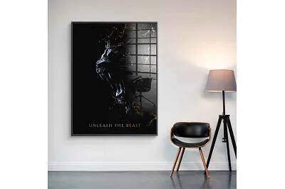 Tableau acrylique Lion Abstrait noir