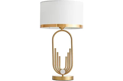 15166 - 166568 - Lampe de table en tissu blanc et métal doré H56