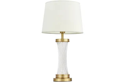 15171 - 166606 - Lampe de table en tissu blanc et métal doré H68