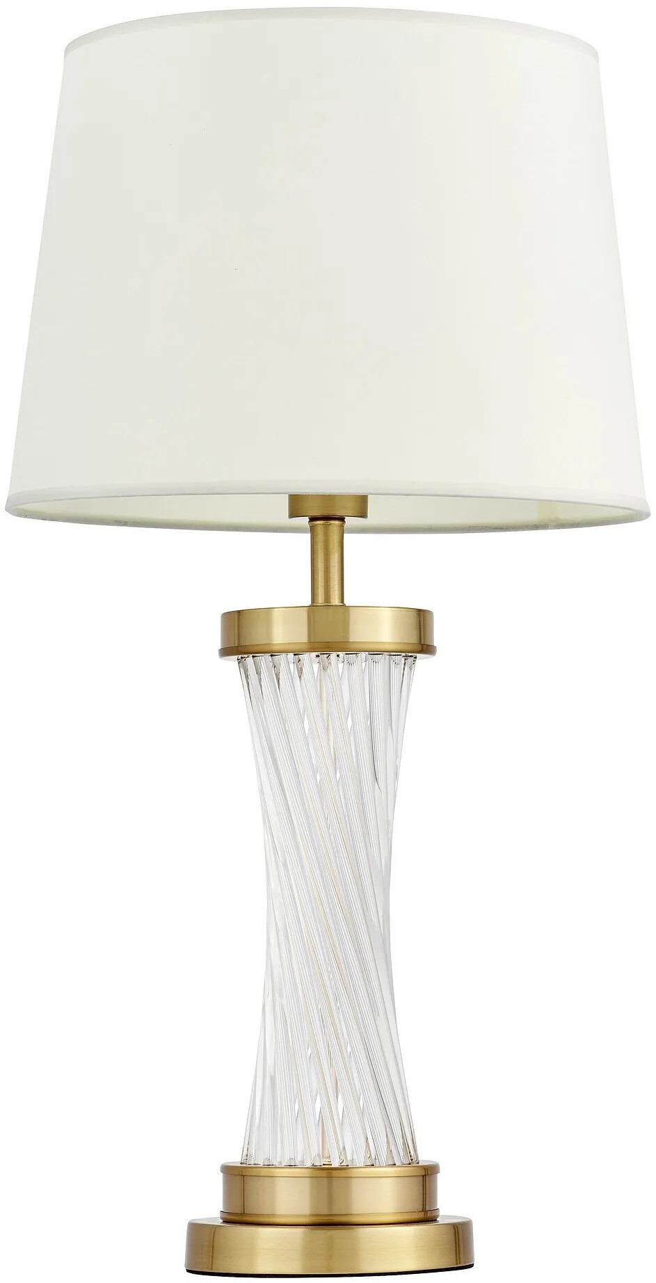 Lampe de table en tissu blanc et métal doré