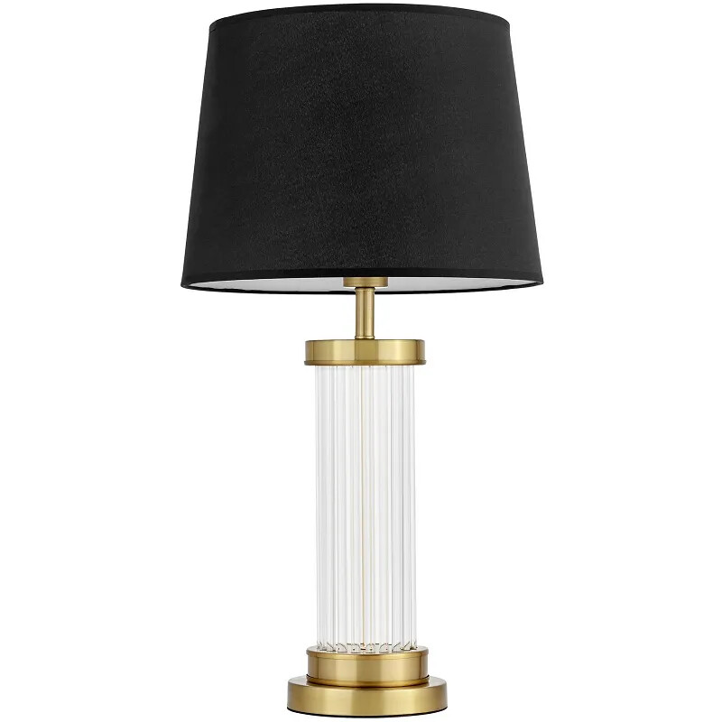 Lampe de table en tissu noir et métal doré H68