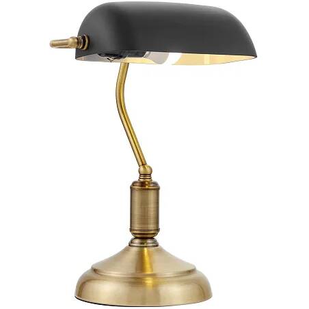 Lampe de table en verre noir et métal laiton H38