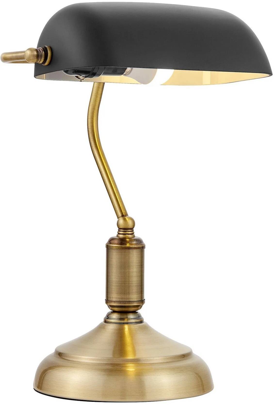 Lampe de table en verre noir et métal laiton