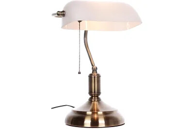 15178 - 166674 - Lampe de table en verre blanc et métal laiton H38