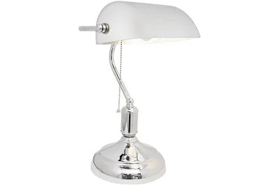 15179 - 166683 - Lampe de table en verre blanc et métal chromé H38