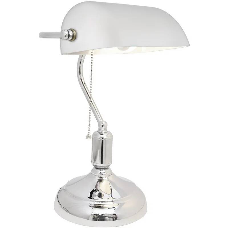 Lampe de table en verre blanc et métal chromé H38