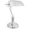 Lampe de table en verre blanc et métal chromé H38