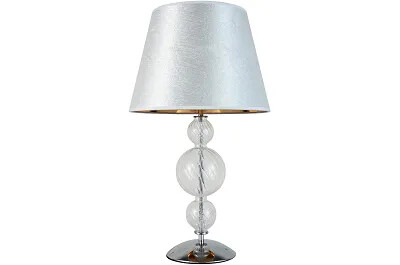 Lampe de table en tissu argenté et doré et métal chromé